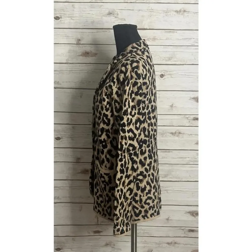 J.Crew mob wife business casual cotton leopard sweater blazer Size Small